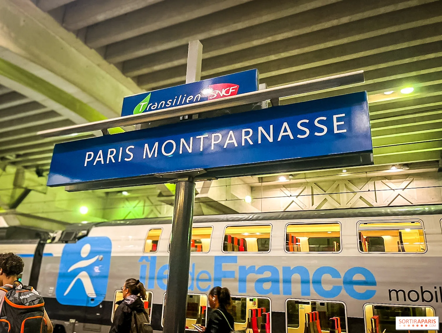 Gare Montparnasse, panneau Paris Montparnasse et train